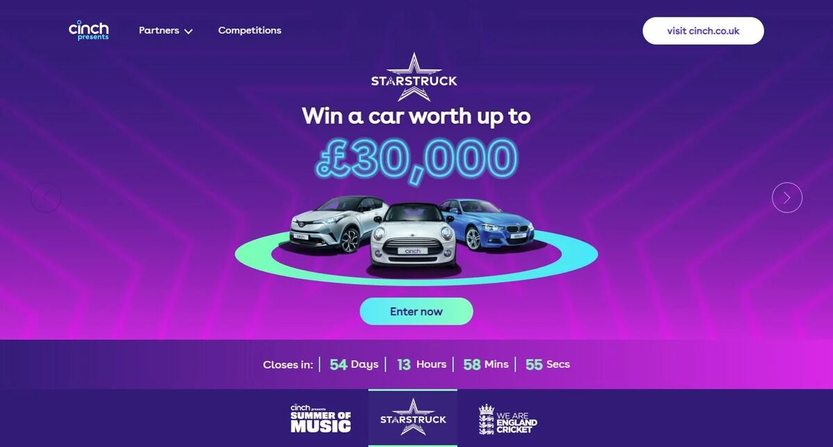 cinch presents competition hub spanning Starstruck, Summer of Music and England Cricket